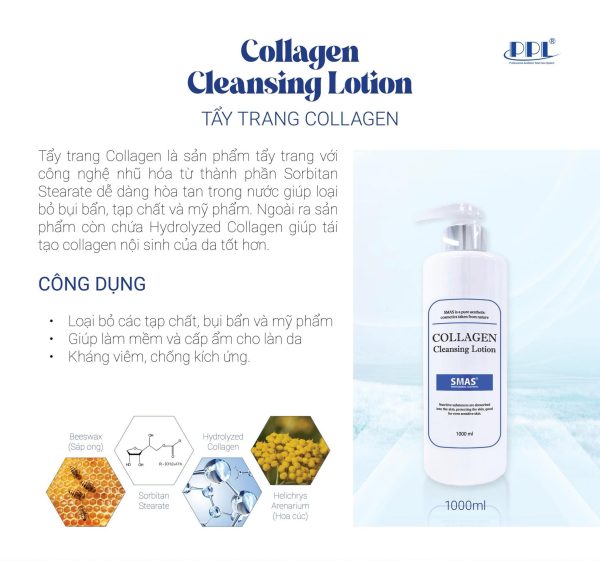 Nước tẩy trang dịu nhẹ, cấp ẩm và nuôi dưỡng da SMAS Collagen Cleansing Lotion - Hình ảnh 2