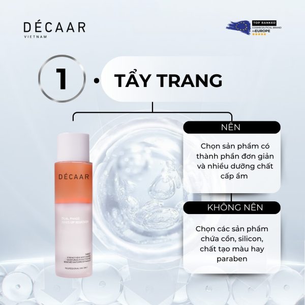Nước tẩy trang sạch sâu, giảm dầu thừa Decaar Dual Phase Make-Up Remover - Hình ảnh 2