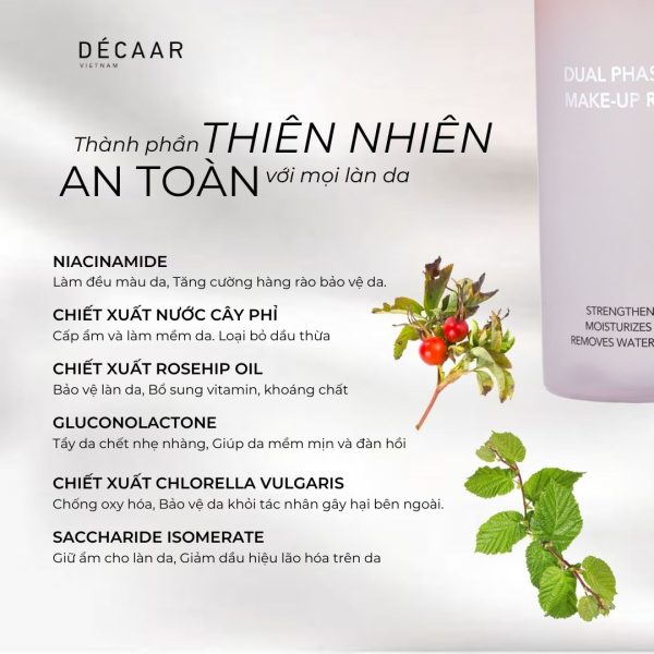 Nước tẩy trang sạch sâu, giảm dầu thừa Decaar Dual Phase Make-Up Remover - Hình ảnh 3