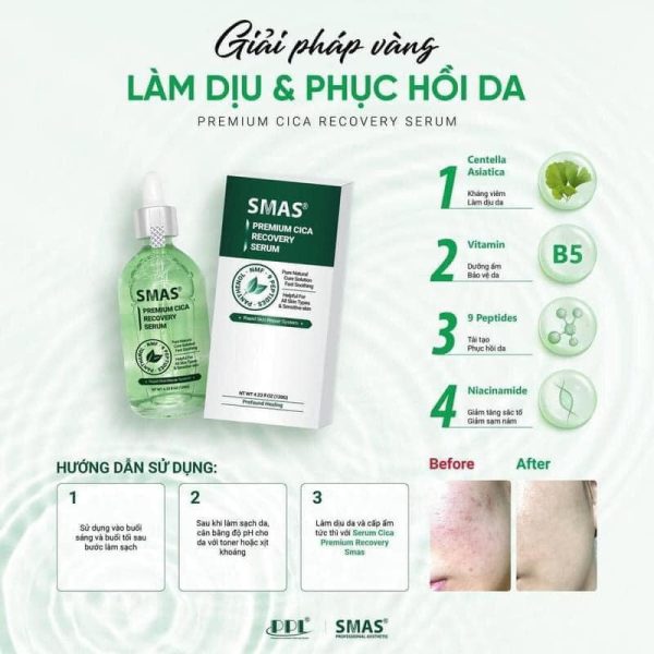 Tinh chất làm dịu, phục hồi làn da SMAS Premium Cica Recovery Serum - Hình ảnh 2