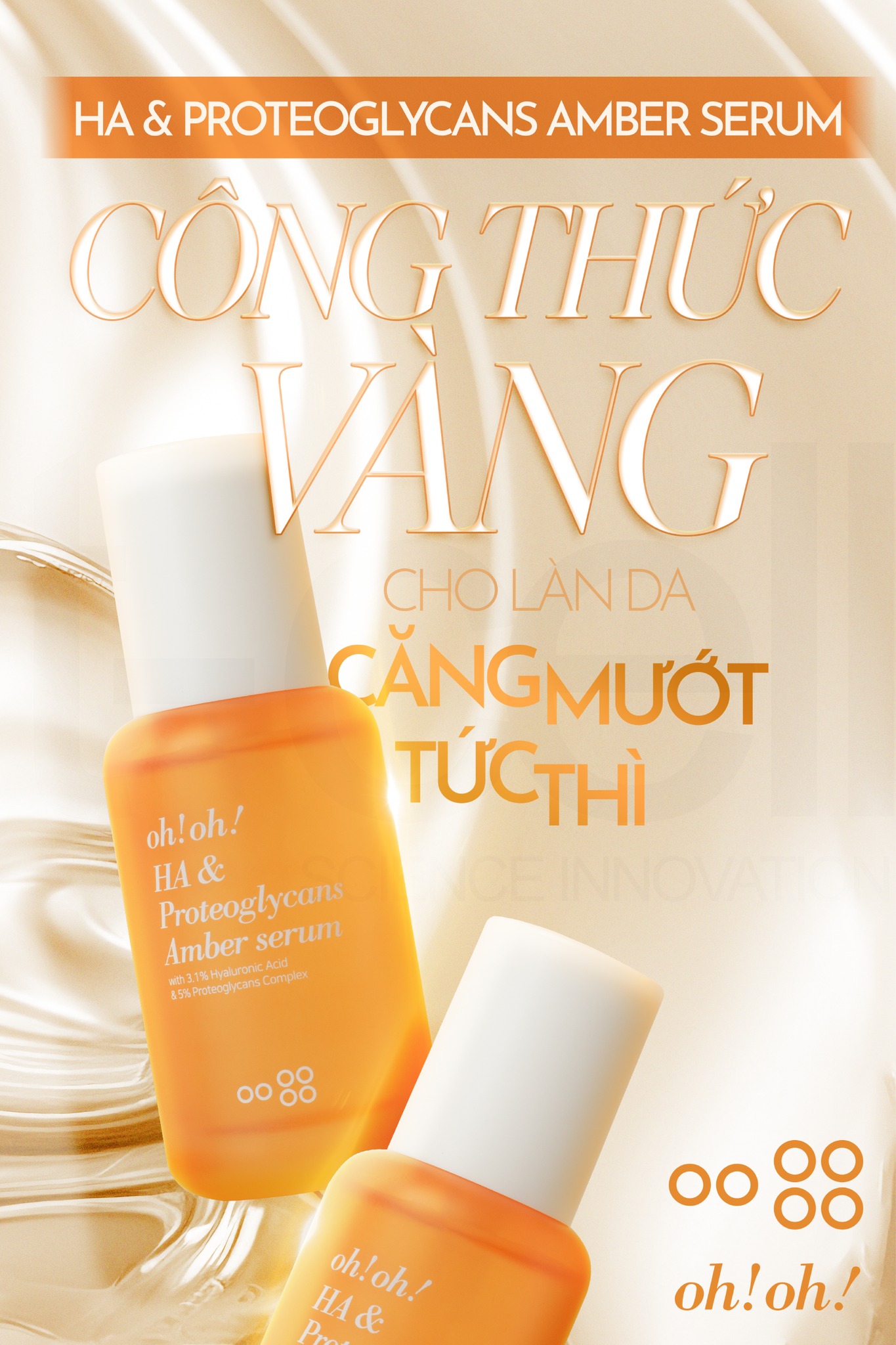 Tinh chất dưỡng ẩm sâu, căng mướt mềm mịn da oh!oh! HA & Proteoglycans Amber Serum - Hình ảnh 2