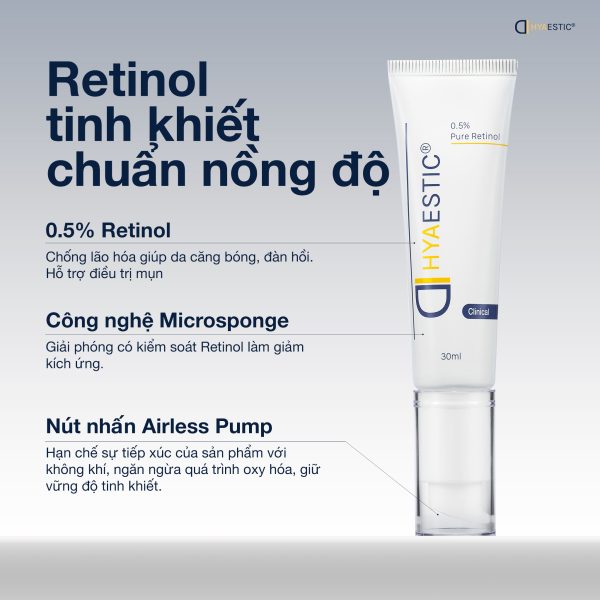 Tinh chất trẻ hóa làn da, giảm mụn sáng da Hyaestic 0.5% Pure Retinol - Hình ảnh 2