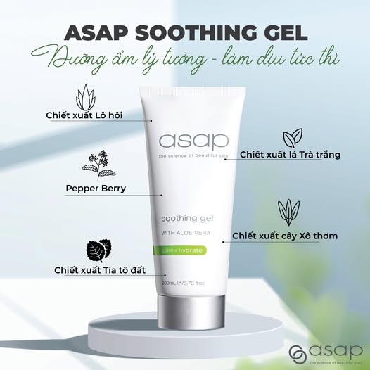 Gel dưỡng ẩm, làm dịu, giảm đỏ ngứa rát da Asap Soothing Gel - Hình ảnh 4