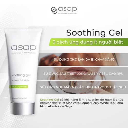 Gel dưỡng ẩm, làm dịu, giảm đỏ ngứa rát da Asap Soothing Gel - Hình ảnh 3