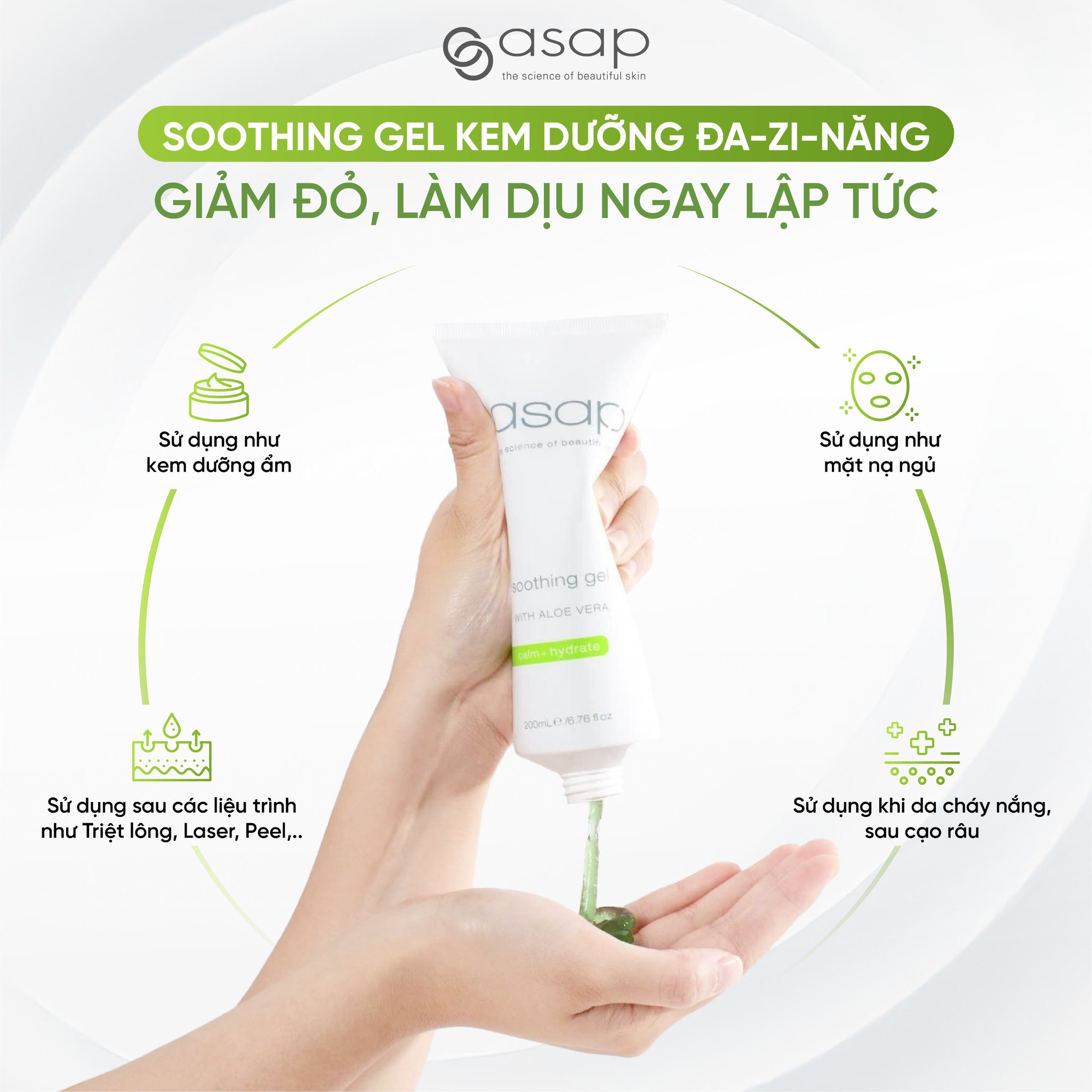 Gel dưỡng ẩm, làm dịu, giảm đỏ ngứa rát da Asap Soothing Gel - Hình ảnh 5