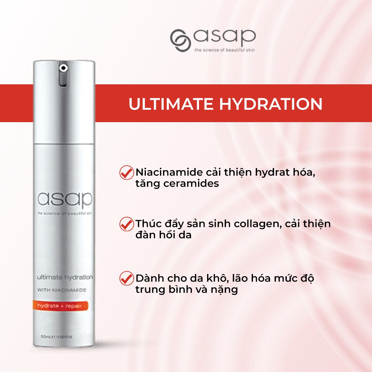 Kem dưỡng ẩm, phục hồi dành cho da khô và da lão hóa Asap Ultimate Hydration - Hình ảnh 5
