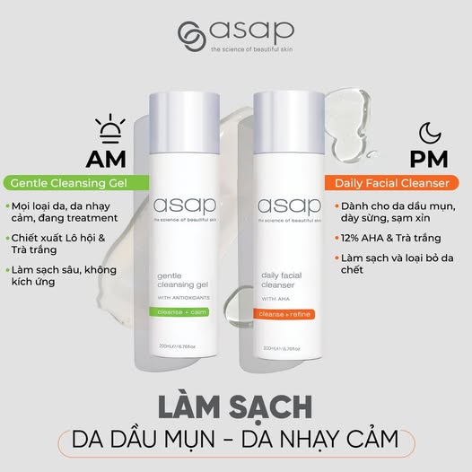 Sữa rửa mặt dịu nhẹ, duy trì độ ẩm và cân bằng da Asap Gentle Cleansing Gel - Hình ảnh 3
