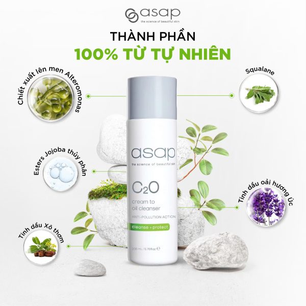 Sữa rửa mặt làm sạch sâu, cân bằng vi sinh da Asap C2O – Cream To Oil Cleanser - Hình ảnh 3