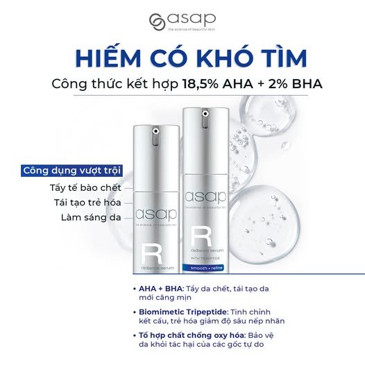 Tinh chất AHA BHA và peptide làm sáng, giảm mụn, mờ sắc tố Asap Radiance Serum - Hình ảnh 4