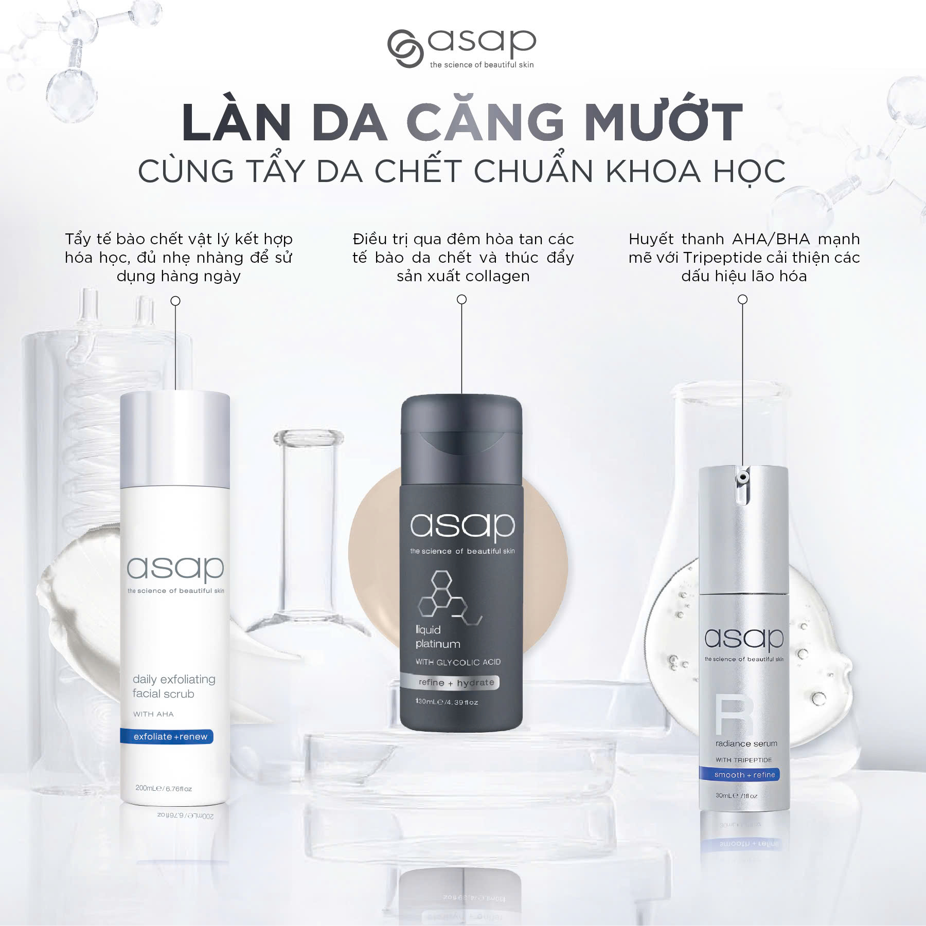 Tinh chất AHA tái tạo da qua đêm, giữ ẩm và sáng mịn da Asap Liquid Platinum - Hình ảnh 7