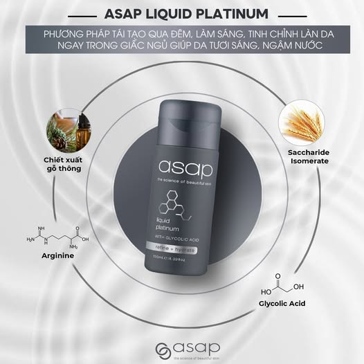 Tinh chất AHA tái tạo da qua đêm, giữ ẩm và sáng mịn da Asap Liquid Platinum - Hình ảnh 6