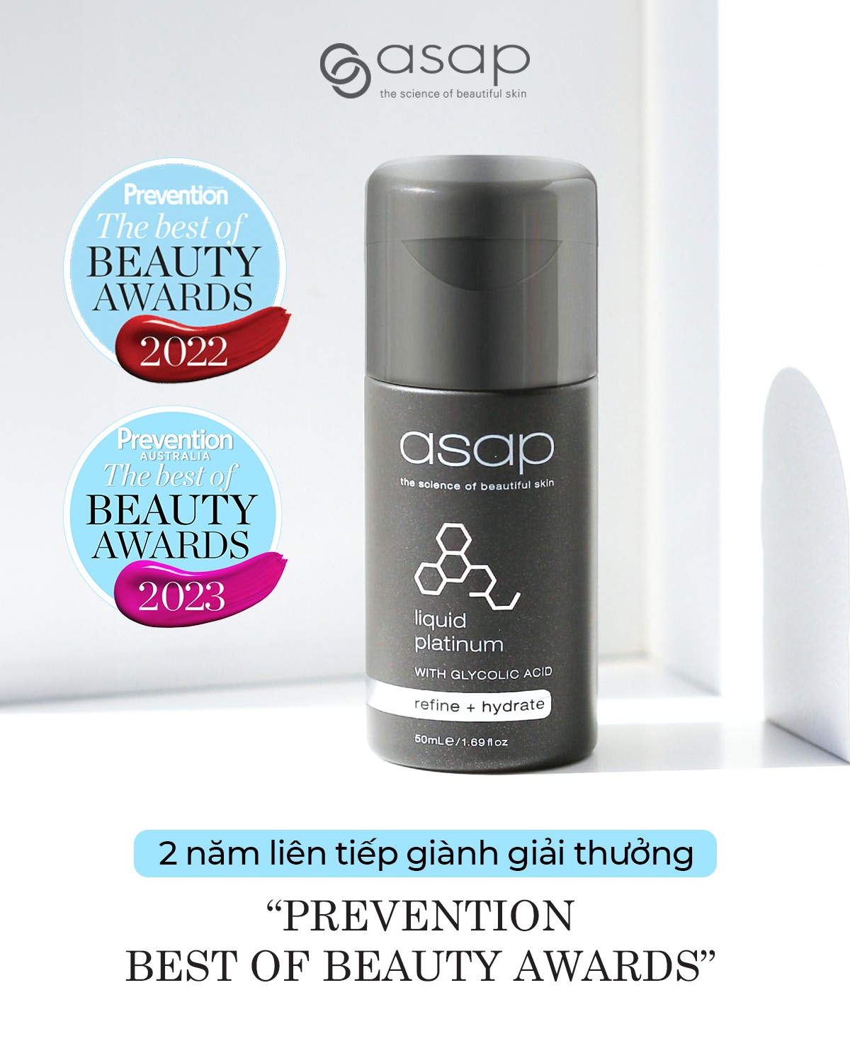 Tinh chất AHA tái tạo da qua đêm, giữ ẩm và sáng mịn da Asap Liquid Platinum - Hình ảnh 5