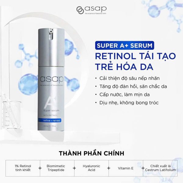 Tinh chất Retinol, Peptide trẻ hóa và giảm sắc tố da Asap Super A+ Serum - Hình ảnh 3
