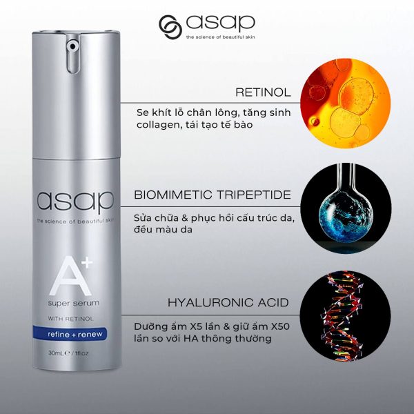 Tinh chất Retinol, Peptide trẻ hóa và giảm sắc tố da Asap Super A+ Serum - Hình ảnh 5