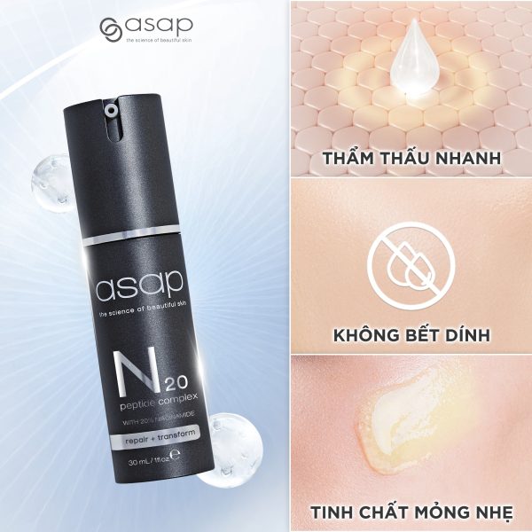 Tinh chất cải thiện lỗ chân lông, giảm lão hóa và làm sáng mịn da Asap N20 Peptide Complex - Hình ảnh 4