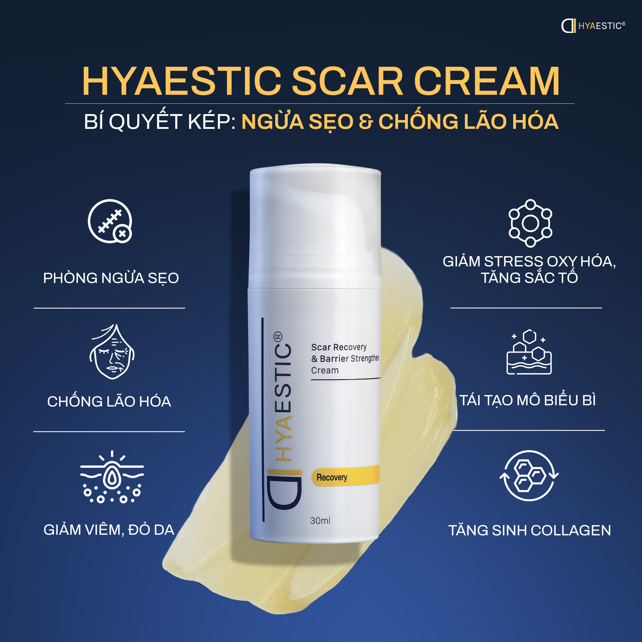 Kem tế bào gốc phục hồi da sẹo Hyaestic Scar Recovery & Barrier Strengthen Cream - Hình ảnh 2