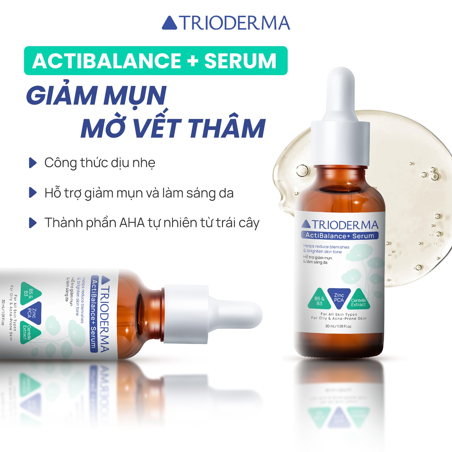 Tinh chất hỗ trợ giảm mụn, mờ thâm Trioderma ActiBalance+ Serum - Hình ảnh 2