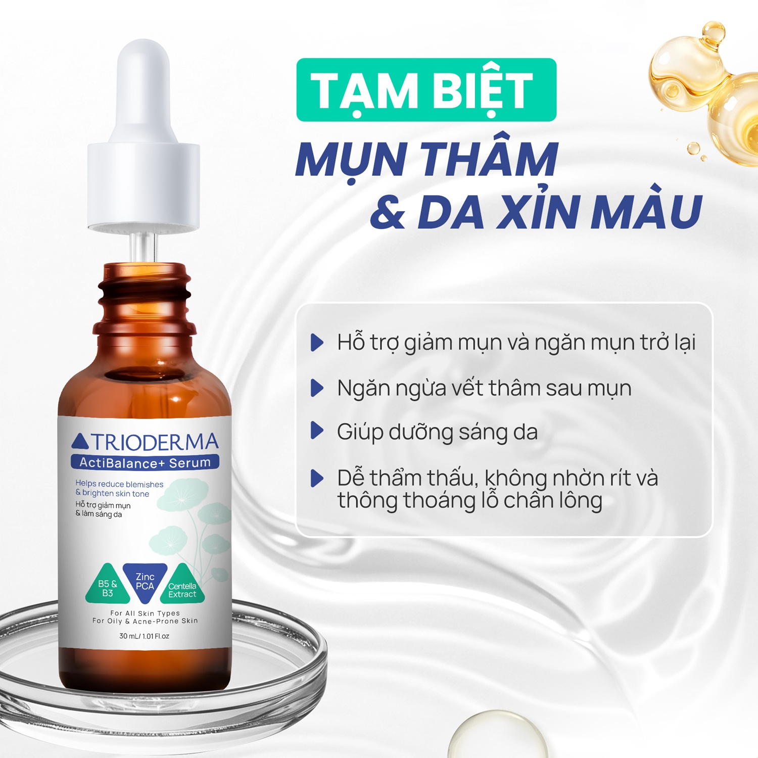 Tinh chất hỗ trợ giảm mụn, mờ thâm Trioderma ActiBalance+ Serum - Hình ảnh 3