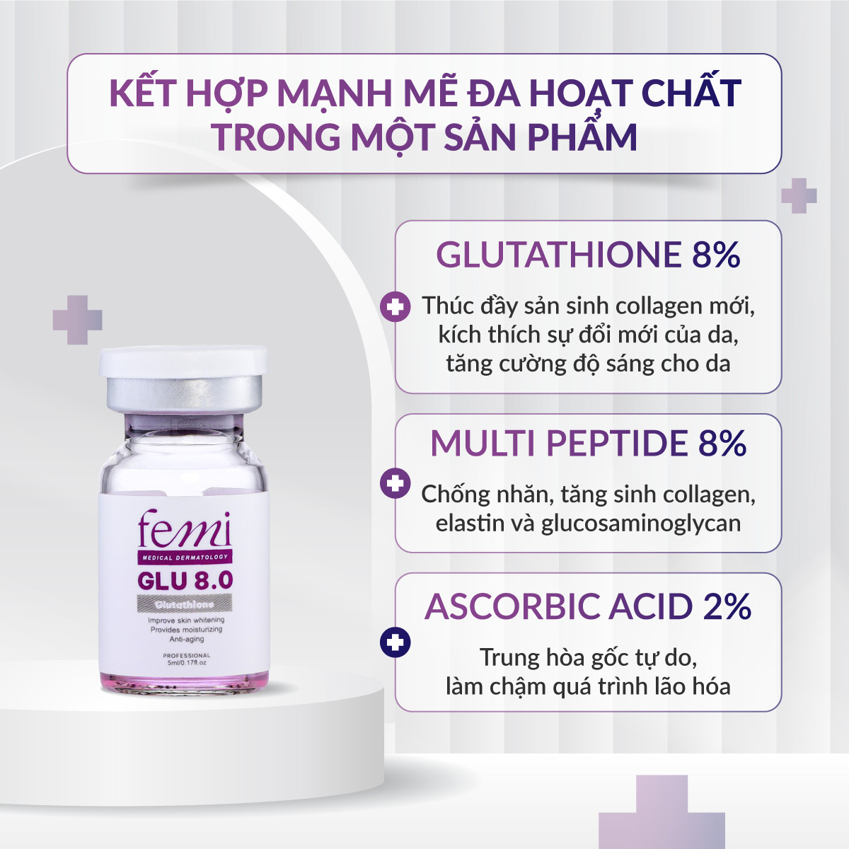 Tinh chất dưỡng trắng hồng, căng bóng da Femi Glu 8.0 - Hình ảnh 6