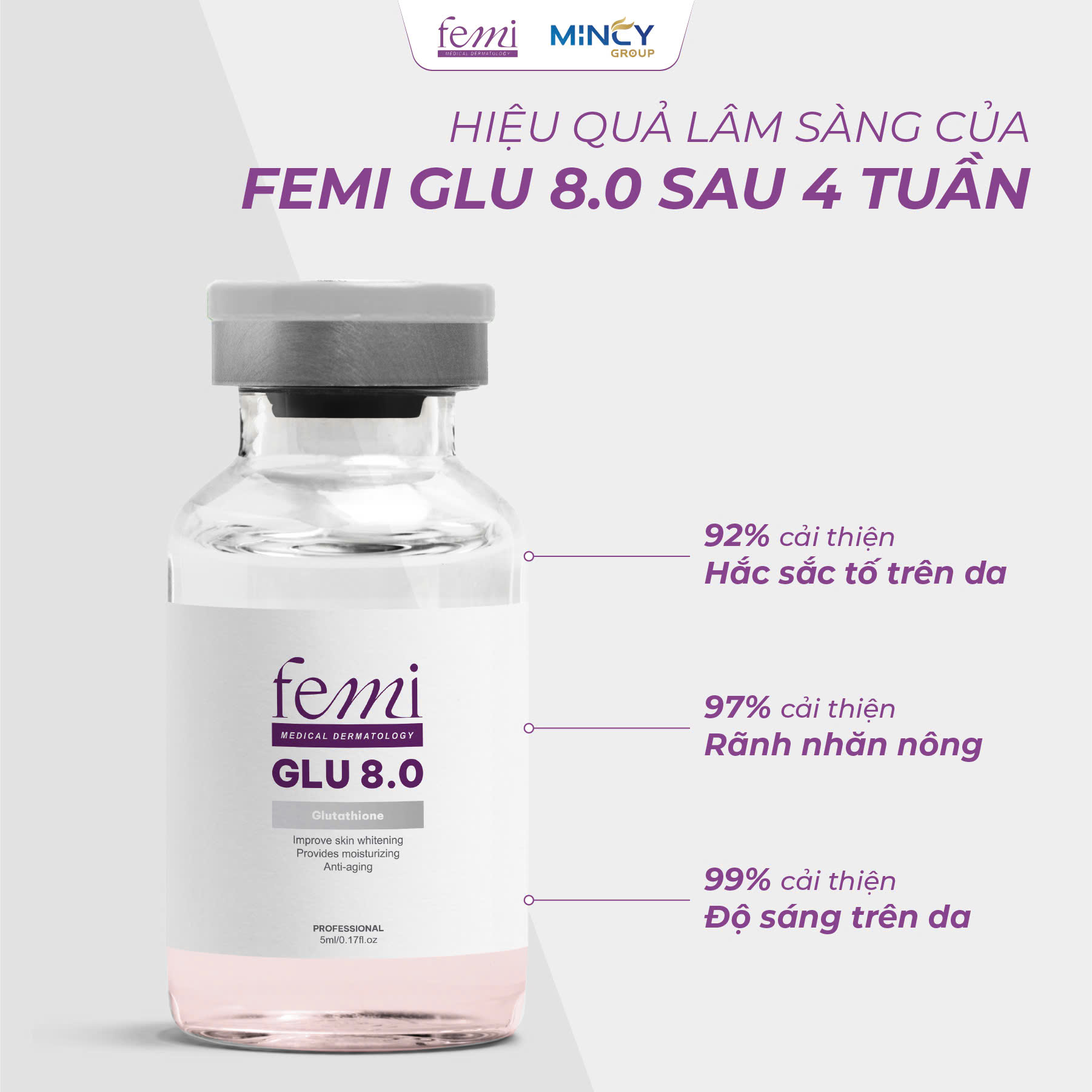 Tinh chất dưỡng trắng hồng, căng bóng da Femi Glu 8.0 - Hình ảnh 3