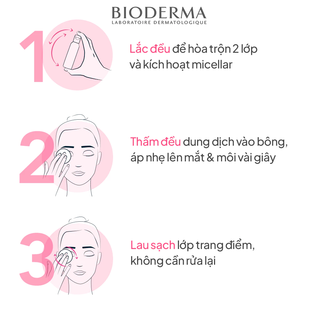 Nước tẩy trang da mắt, môi nhạy cảm Bioderma H2O Eye - Hình ảnh 7