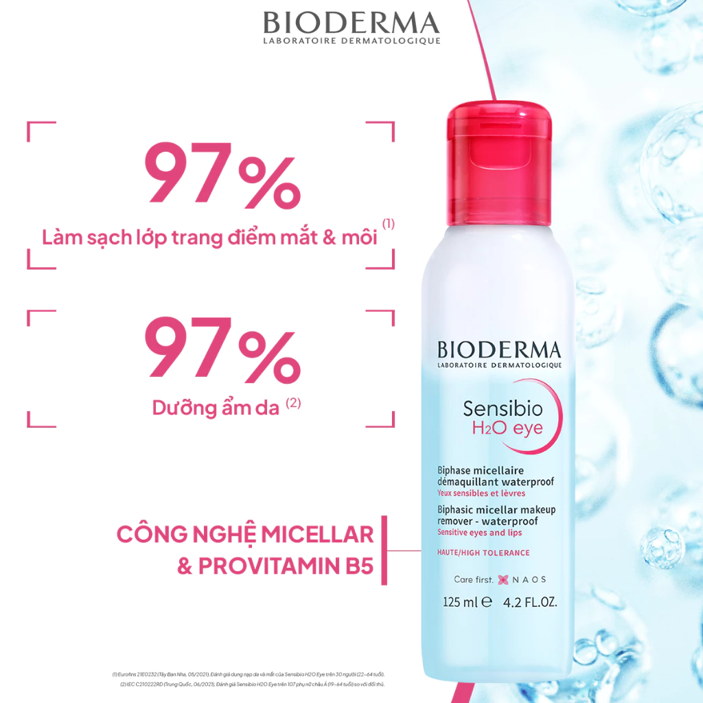 Nước tẩy trang da mắt, môi nhạy cảm Bioderma H2O Eye - Hình ảnh 5