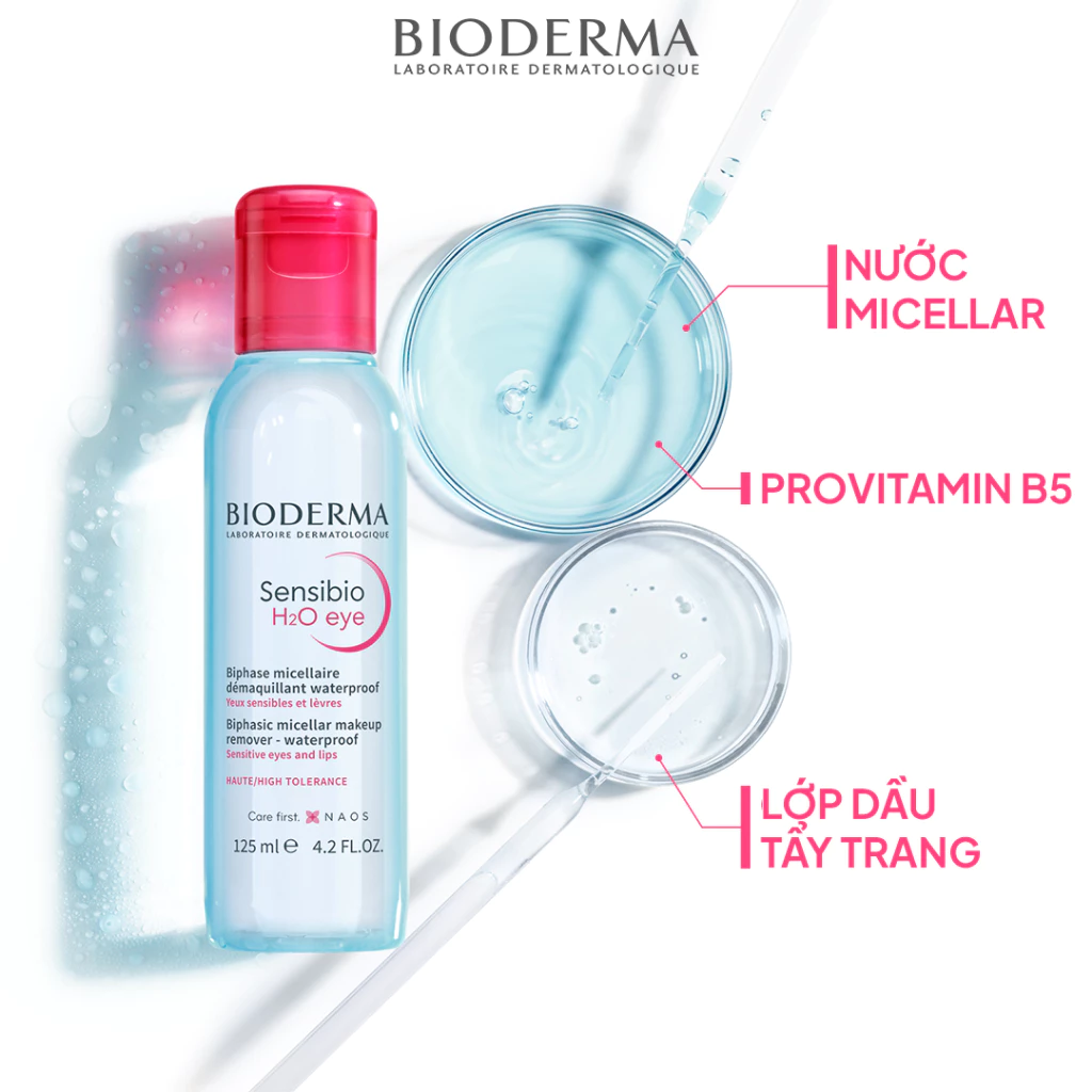 Nước tẩy trang da mắt, môi nhạy cảm Bioderma H2O Eye - Hình ảnh 4
