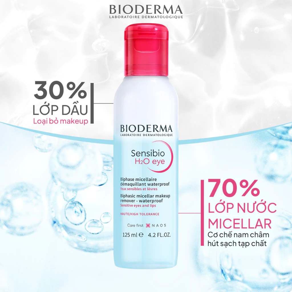 Nước tẩy trang da mắt, môi nhạy cảm Bioderma H2O Eye - Hình ảnh 3