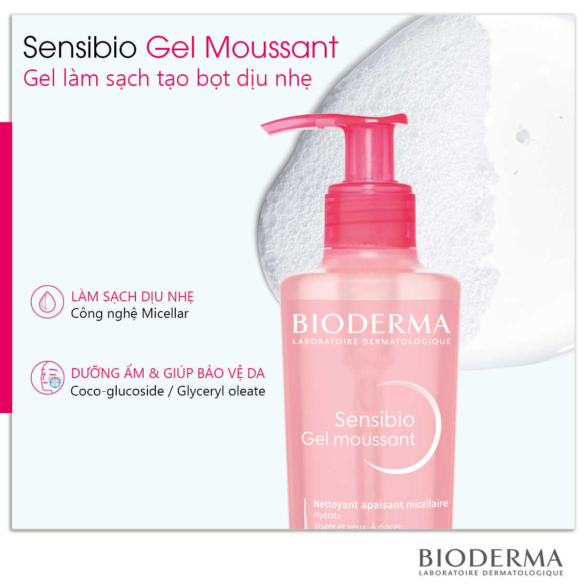 Sữa rửa mặt sạch sâu, giảm kích ứng da Bioderma Sensibio Gel Moussant - Hình ảnh 4