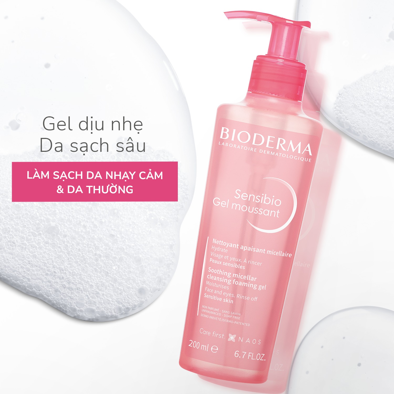 Sữa rửa mặt sạch sâu, giảm kích ứng da Bioderma Sensibio Gel Moussant - Hình ảnh 5