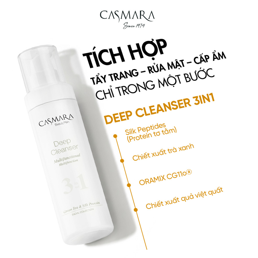 Sữa rửa mặt, tẩy trang và toner cân bằng da Casmara Deep Cleanser 3 in1 - Ảnh 2