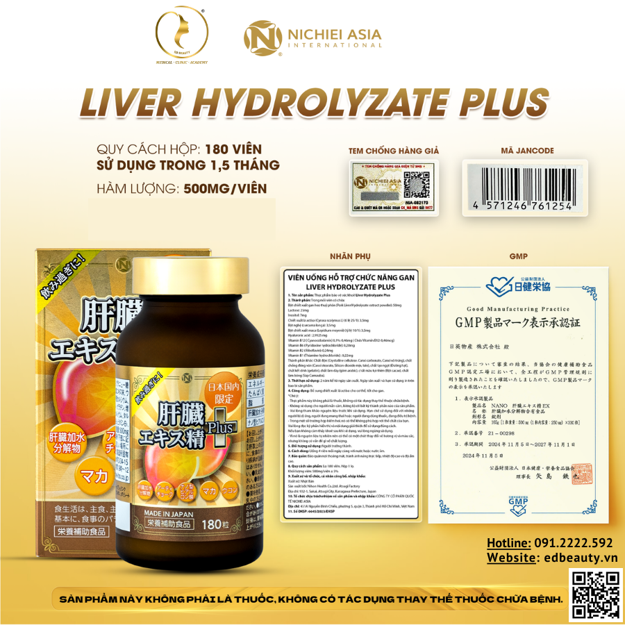 Viên uống Liver Hydrolyzate Plus đạt chứng nhận GMP