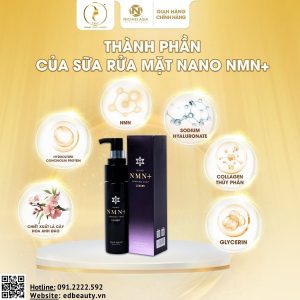 Thành phần sữa rửa mặt dưỡng da Nichiei Bussan NANO NMN+ Foaming Soap
