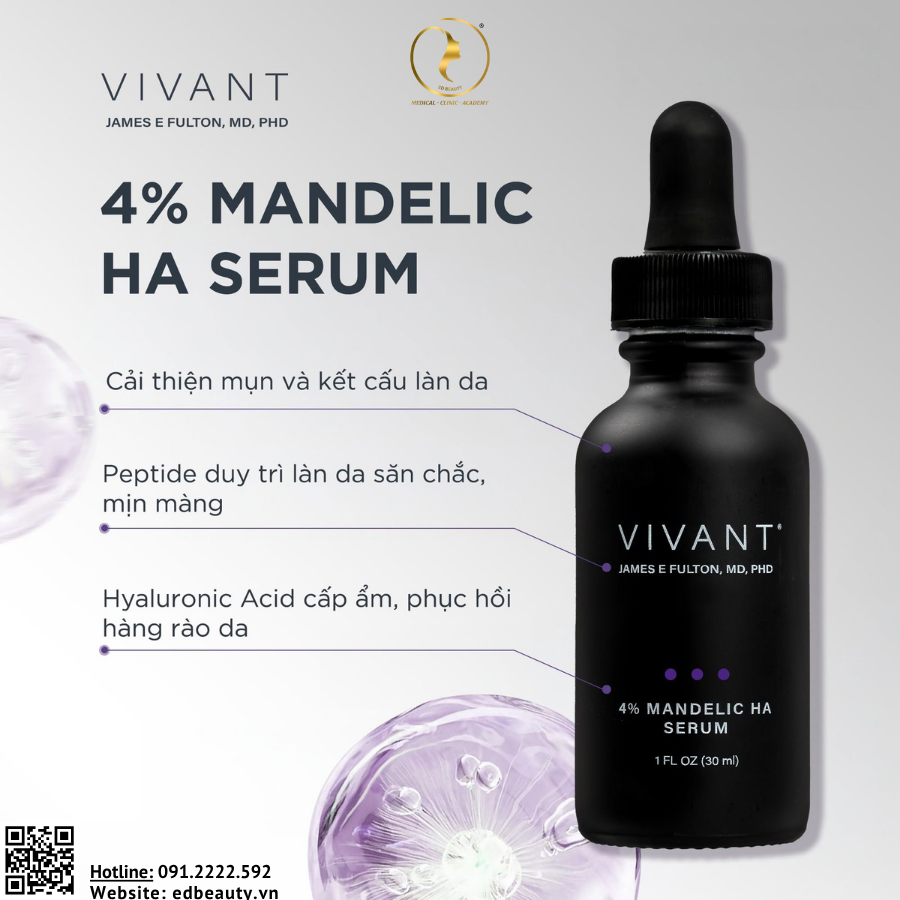 Tinh chất cải thiện mụn Vivant Skincare 4% Mandelic HA Serum - Ảnh 2