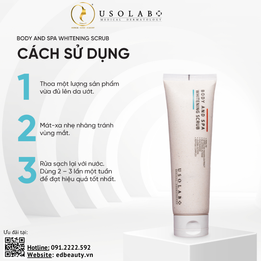 Cách dùng Usolab Body And Spa Whitening Scrub