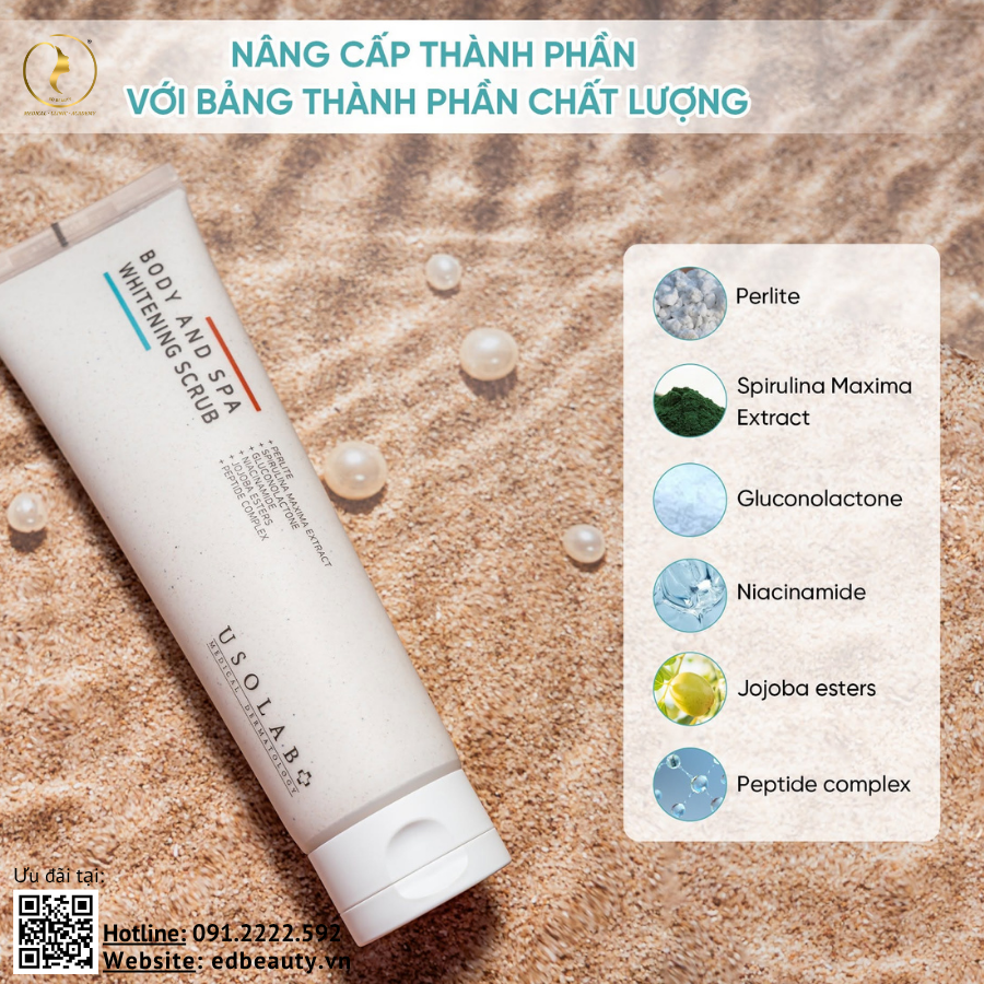 Thành phần sản phẩm Usolab Body And Spa Whitening Scrub