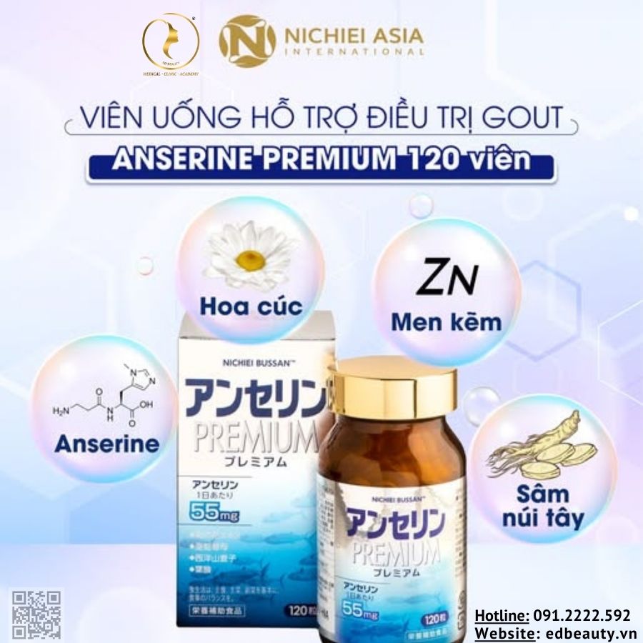 Viên uống hỗ trợ kiểm soát acid uric, gout Nichiei Bussan Anserine Premium