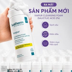 Bọt rửa mặt Ivatherm Ivapur Cleansing Foam with Salicylic Acid 2%
