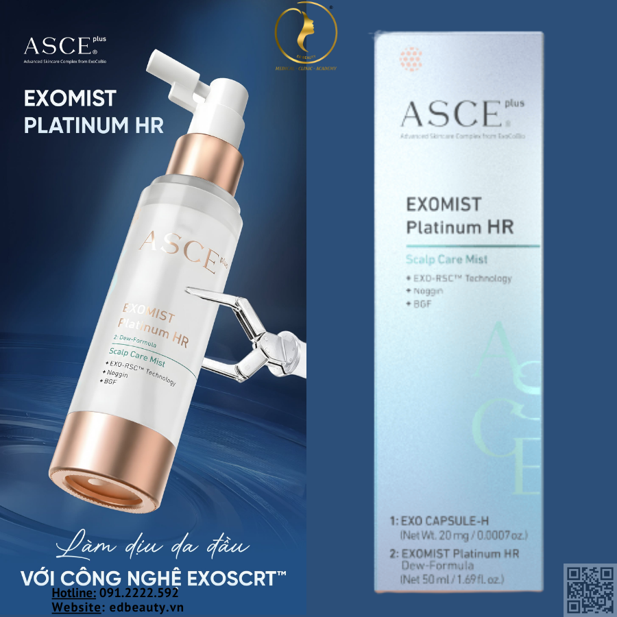 Xịt dưỡng tóc khỏe, giảm khô ngứa đầu ASCE Exomist Platinum HR