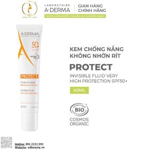 Kem chống nắng da nhạy cảm A-Derma Protect Invisible Fluid SPF50+