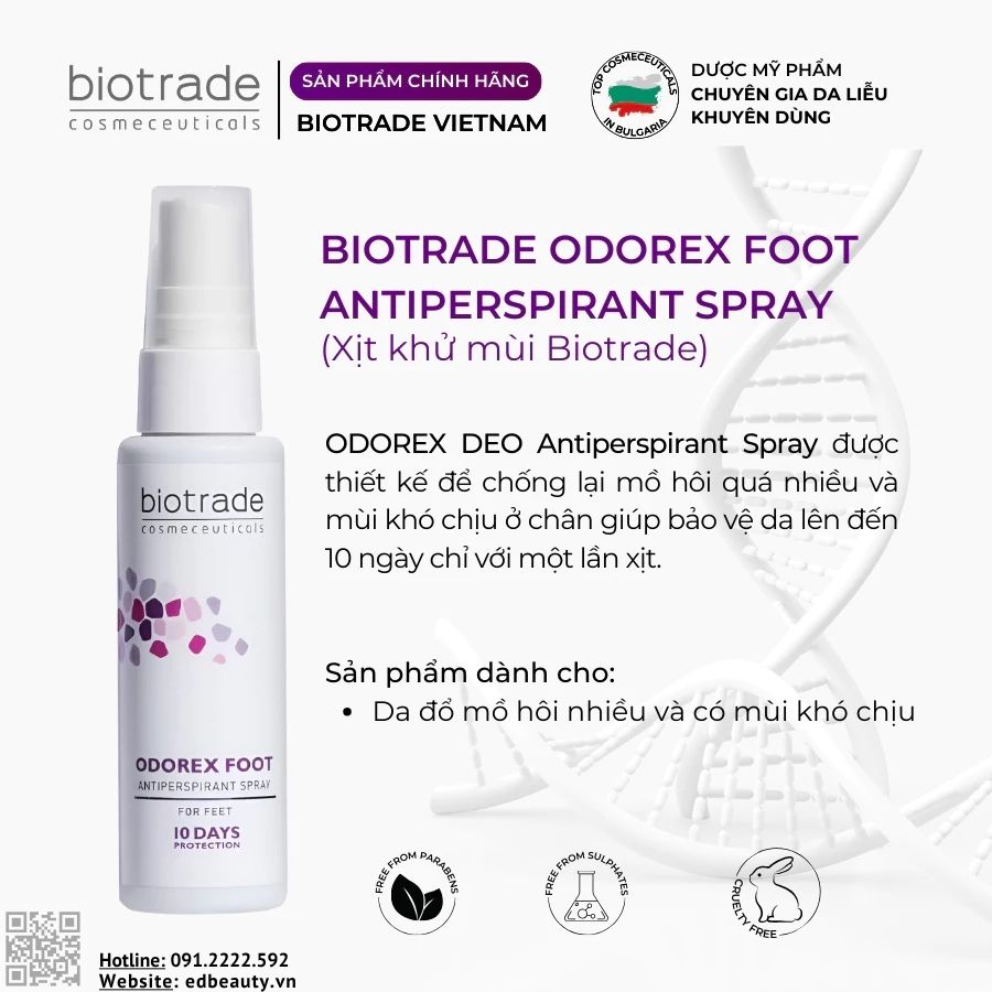 Xịt khử mùi hôi chân Biotrade Odorex Foot Antiperspirant Spray