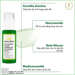 Thành phần kem chống nắng Maruderm Cica Repair Color Corrector