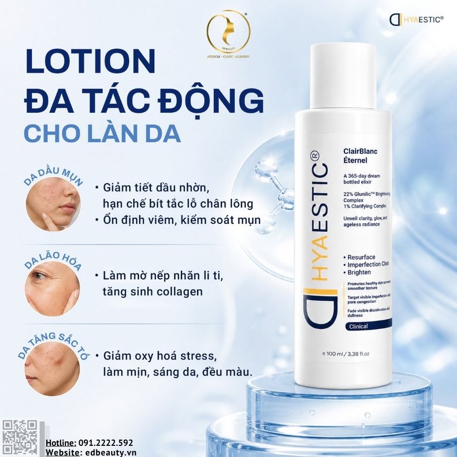 Lotion điều trị sắc tố, bít tắc và lão hóa da Hyaestic ClairBlanc Éternel