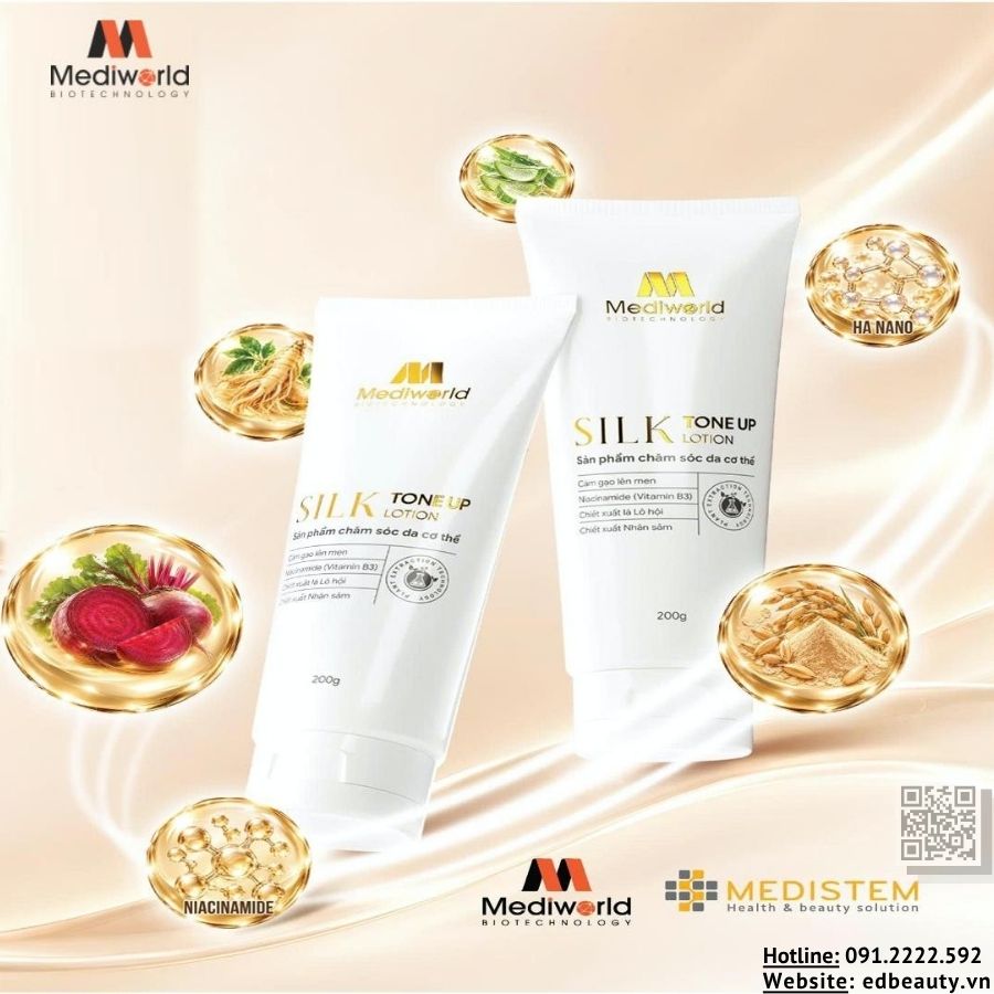 Kem dưỡng body sáng mịn đều màu Mediworld Silk Tone Up Lotion - Ảnh 4